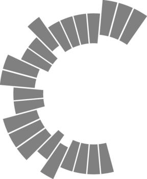 Half-circle wheel layout separates information through segmented radial divisions and curved geometry. vector