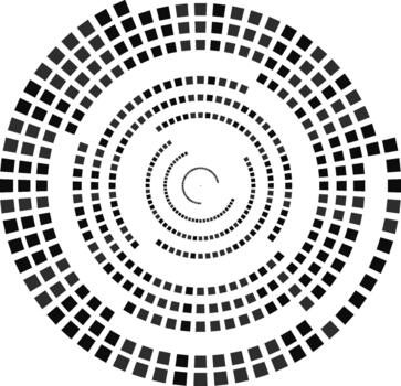Compact central space is encircled by uniformly spaced square rays forming a circular design. vector
