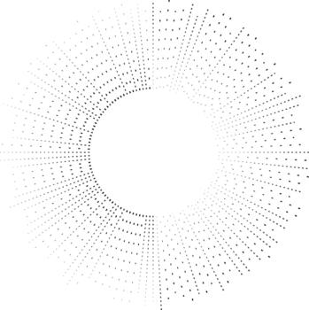 Circular format of irregular square rays surrounding a clearly defined open space at the center. vector