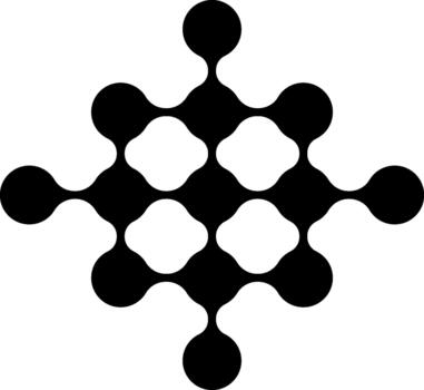 Evenly distributed circular nodes forming an organized array with symmetrical spacing. vector