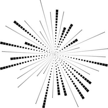 Composition of a circular array of square rays with large variation in ray lengths and irregular arrangement. vector