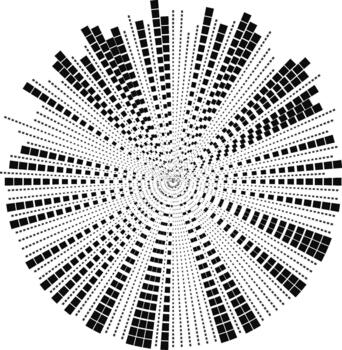 Half-circle structure containing long and irregular square rays extending outward. vector