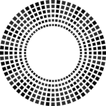 Square rays radiate around a central circular gap creating a full ring-like formation. vector