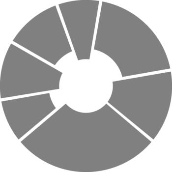 Tight ring chart organizes data into small radial segments forming a contained circular composition. vector