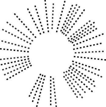 Square rays tapering inward form an irregular circle pattern with a hollow central area. vector