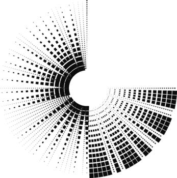 Circular element with long square rays, missing rays from one quarter of the circle. vector
