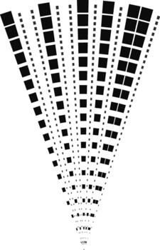 Regular linear beam composed of evenly spaced square elements forming a radial extension. vector