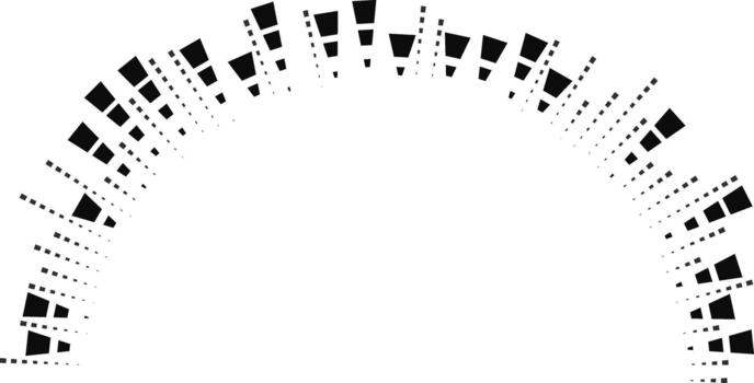 Square rays in a semicircle form extend outward irregularly from the outer edge toward the end. vector