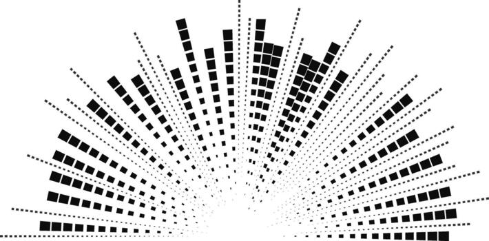 Half-circle shape featuring very long irregular square rays extending inward and outward in a radial pattern. vector