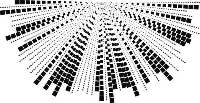 Long square rays form a semi-circular structure with irregular distribution and radial alignment. vector