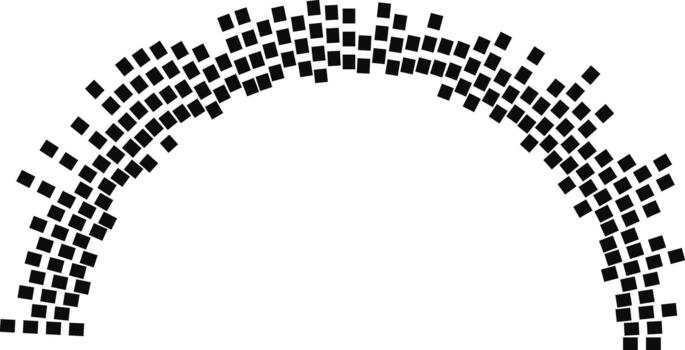 mirando hacia afuera rayos en un semicircular forma formar desde cuadrado segmentos con un grande central abierto espacio. vector
