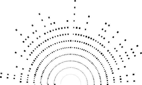 semicírculo estructura presentando grande irregular cuadrado rayos rodeando un central circular espacio con abierto centro. vector