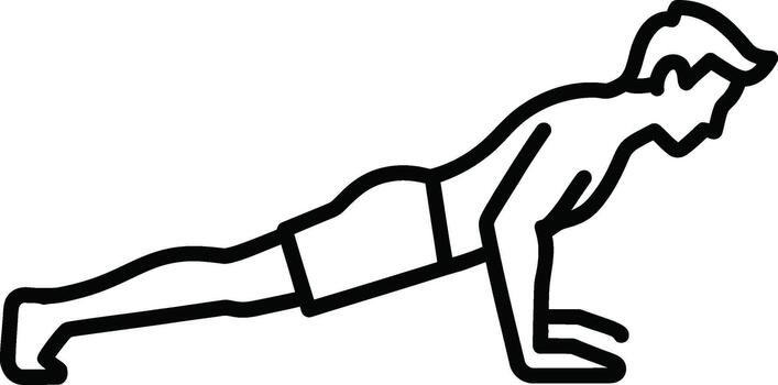 Simple line art depiction of a man doing a push up exercise vector