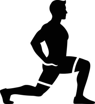 Silhouette of a man performing a lunge exercise on a white background vector