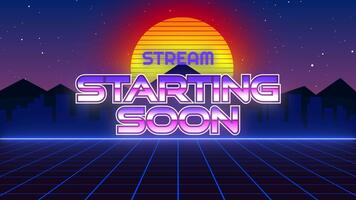 Retro 80s Stream Starting Soon Animation Loop Background for Streaming Overlay video