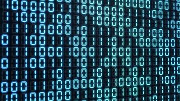 futuristico blu binario codice digitale matrice animazione ciclo continuo sfondo per Tech e sicurezza informatica video