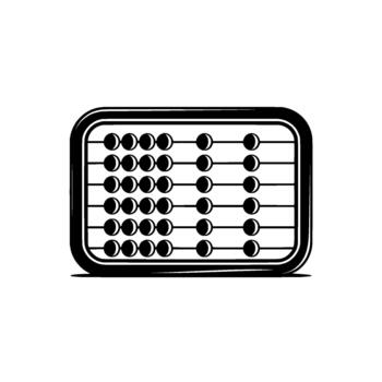 A minimalist illustration of a traditional abacus counting frame with multiple rows of beads and wires vector