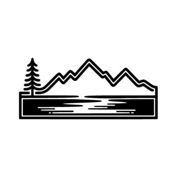 un minimalista representando un agudo montaña rango silueta reflejado en un calma cuerpo de agua vector