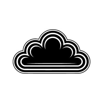 Stylized monochrome abstract cloud shape with concentric lines and a solid core vector