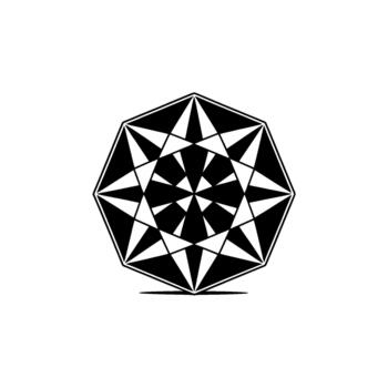 un sorprendentes geométrico mandala modelo presentando agudo triangular facetas y un central Starburst aislado vector