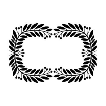 Stylized minimalist botanical decorative frame with opposing curving branches and clusters of small berries vector