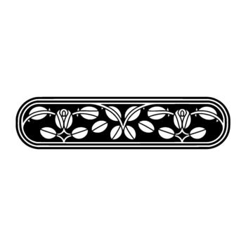A symmetrical illustration of a continuous floral border featuring stylized rose buds and leaves within an elongated rounded rectangle frame vector