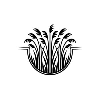 elegante ilustración de un estilizado racimo de alto ornamental pastos dentro un segmentario semicircular frontera transporte un minimalista y natural estético vector