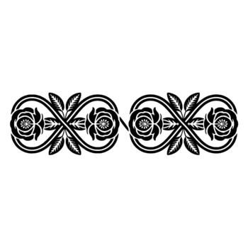 Ornate art depicting a continuous floral motif of stylized roses and leaves in an elegant infinity loop pattern vector