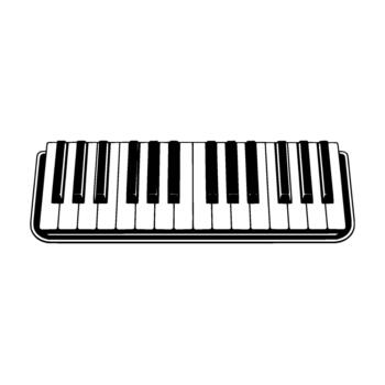 A clean and simple illustration of a melodica keyboard with rounded edges isolated vector