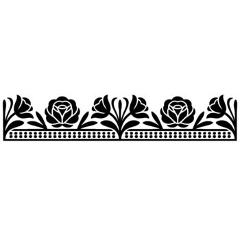 A continuous border featuring a repeating pattern of stylized roses and floral elements vector