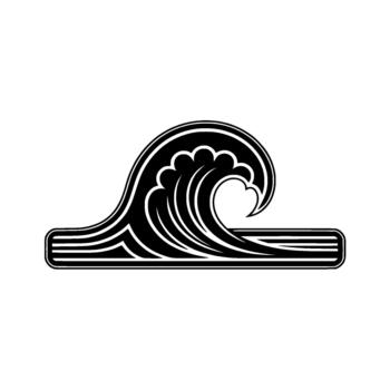 A stylized of a rolling ocean wave with intricate linework vector