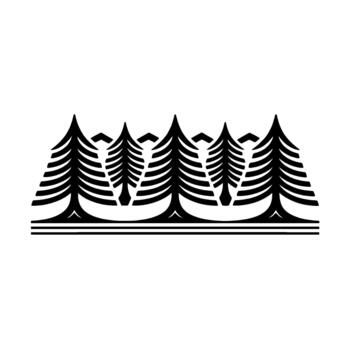 estilizado minimalista ilustración de un fila de resumen hojas perennes arboles con puntiagudo tapas vector