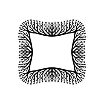 un minimalista resumen marco parecido a estilizado árbol ramas con delicado hoja como consejos enmarcado un central vacío espacio vector
