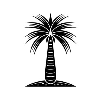 A stylized silhouette of a single date palm tree with prominent fronds and a textured trunk standing vector