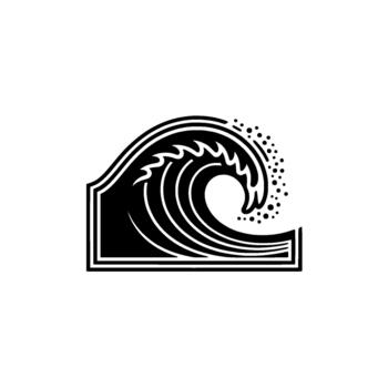 A bold stylized of a breaking ocean wave with abstract foam details vector