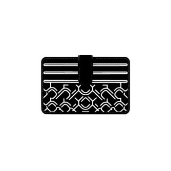 A sleek minimalist card holder featuring a contrasting abstract geometric pattern and parallel line vector
