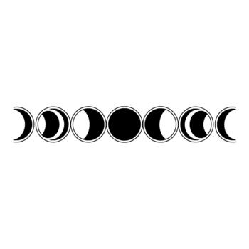 Minimalist line art illustration depicting the complete cycle of lunar phases from crescent to full moon and back vector