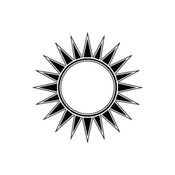 Minimalist representation of a stylized sun with sharp triangular rays and a double circular outline vector