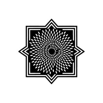 Intricate geometric eightpointed star pattern with radiating oval shapes forming a floral bloom effect vector