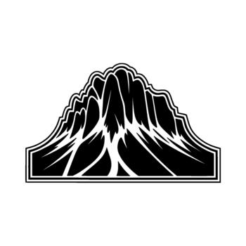 Stylized illustration of jagged mountain peaks rendered within an ornamental framing element vector