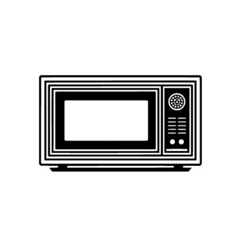 A stark illustration of a retro microwave oven with concentric rectangular borders and control panel details vector