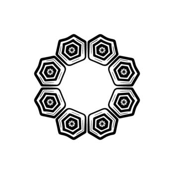 resumen monocromo geométrico radial modelo formado por repitiendo estilizado hexagonal como un paraguas formas creando un circular mandala vector