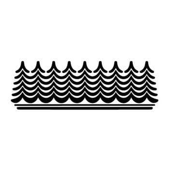 A stylized featuring a continuous row of abstract wavy water crests vector