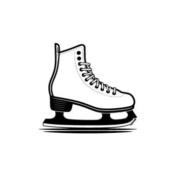 un clásico silueta ilustración de un soltero hielo patinar con intrincado cordones detalle y un agudo espada posicionado centralmente vector