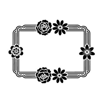 A frame adorned with stylized roses and simple daisies vector