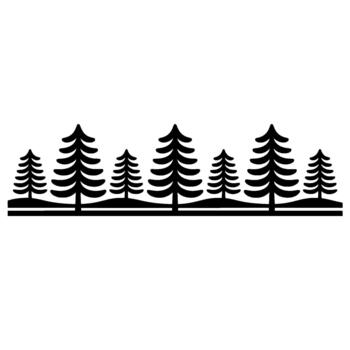 A simple and clean silhouette illustration of a row of stylized pine trees vector