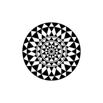 un preciso monocromo circular mandala presentando concéntrico geométrico patrones de triangulos y círculos aislado vector