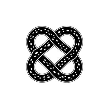 un sorprendentes resumen Arte representación de un complejo infinito nudo símbolo lleno con pequeño igualmente espaciado puntos vector