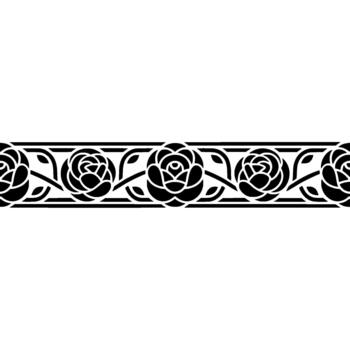 A illustration of a repeating border pattern featuring stylized roses and delicate foliage vector