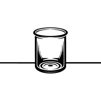 Minimalist illustration of a single empty glass cylinder with sharp internal shadow details isolated vector